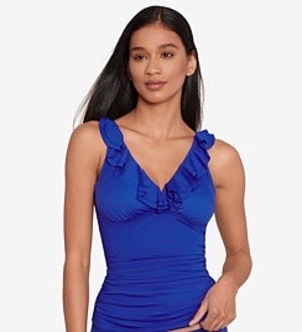 Ralph Lauren Royal Blue Ruffle V-Neck Tankini Top